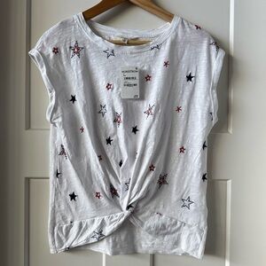 Lucky Brand Embroidered Star Twist Front T-Shirt size Small